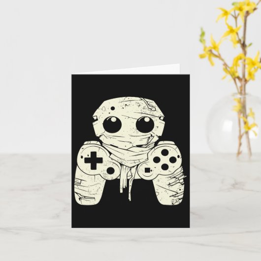 Spooky Ghost Mummy Gaming Controller Halloween Gam Kaart (Gele Bloem)
