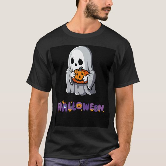 Spooky Ghost & Pumpkin Halloween Delight T-shirt (Voorkant)