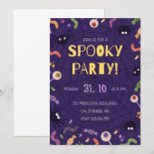 Spooky Ghost Pumpkin Halloween Party Invitation Kaart (Voorkant / Achterkant)