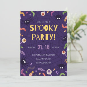 Spooky Ghost Pumpkin Halloween Party Invitation Kaart