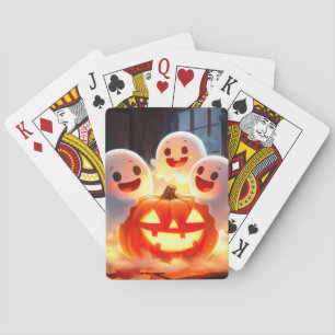 Spooky Ghost Pumpkin Party Glow Pokerkaarten