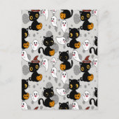 Spooky Ghost Pumpkin Paws Feestdagenkaart (Voorkant)