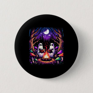 Spooky Ghost Reading Book CottageCore Teacher Ronde Button 5,7 Cm