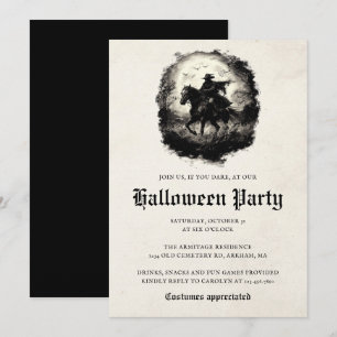 Spooky Ghost Rider Black Horse Halloween Kaart
