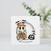 Spooky Ghost Round Sticker – Cute Halloween Candy Kaart (Staand voorkant)