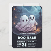 Spooky Ghost Town Halloween Party Kaart (Voorkant)