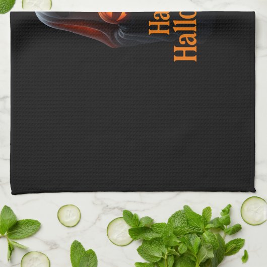 Spooky Ghost with Pumpkin – Happy Halloween  Theedoek (Gevouwen)