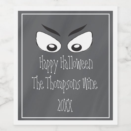 Spooky Ghosted Ghoul Eyes Drawing Wijn Etiket (Enkel label)