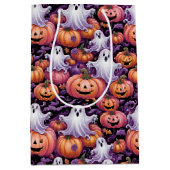 Spooky Ghosts and Pumpkins Halloween Pattern Medium Cadeauzakje (Voorkant)