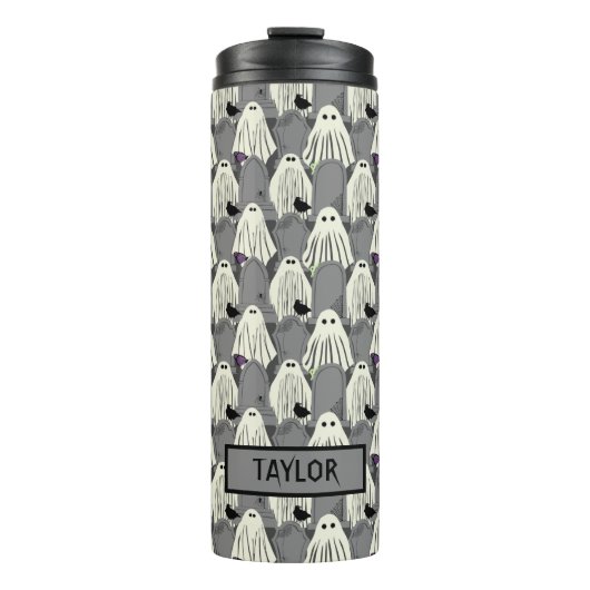Spooky Ghosts en Tombstone Halloween Thermosbeker (Voorkant)