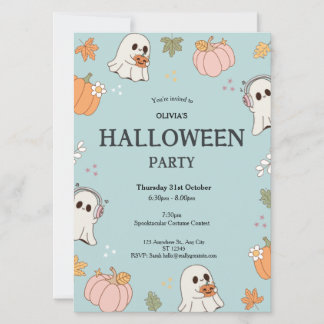 Spooky Ghosts Halloween Party Invitation Kaart