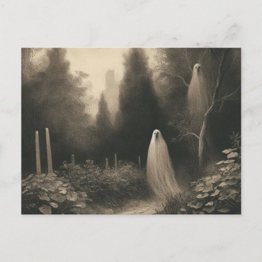 Spooky Ghosts in Graveyard Horror Gothic Briefkaart (Voorkant)