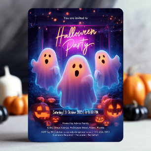 Spooky Ghosts Scary Adult Halloween Party Kaart
