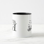 Spooky Ghosts Tree Birds Heks op bezem Halloween Mok (Midden)