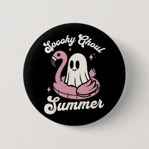Spooky Ghoul Summer Schattige Ghost Flamingo Summe Ronde Button 5,7 Cm