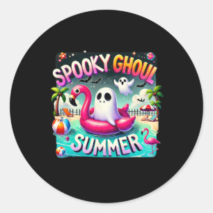 Spooky Ghoul Zomer Schattigeste Hallo Ghost Flamin Ronde Sticker