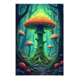 Spooky Giant Mushroom Foto Afdruk