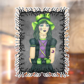 Spooky Girl Green Pet Barbed Black Branch Lijst Raamsticker (Vel 2)