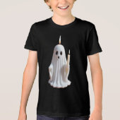 Spooky Glow: The Haunted Candle Ghost Tri-Blend Shirt (Voorkant)
