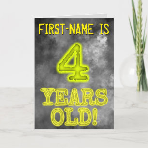 Spooky Glowing Aura Kijk "4 JAAR OUD!" + Naam Kaart