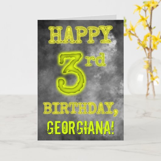 Spooky Glowing Aura Look "HAPPY 3rd BIRTHDAY" Kaart (Gele Bloem)