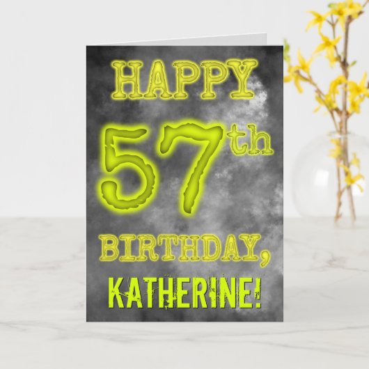 Spooky Glowing Aura Look "HAPPY 57th BIRTHDAY" Kaart (Gele Bloem)
