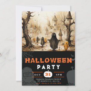 Spooky Gold en Black Ghosts Spirits voor Halloween Kaart