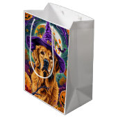 Spooky Golden Retriever Halloween Witch Pumpkin Medium Cadeauzakje (Achterkant Gekanteld)