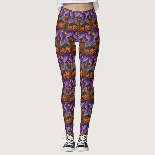 Spooky Goldendoodle Hond Halloween Heksenpompoen Leggings (Voorkant)