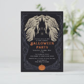 Spooky Gothic Castle Halloween Party Kaart (Staand voorkant)