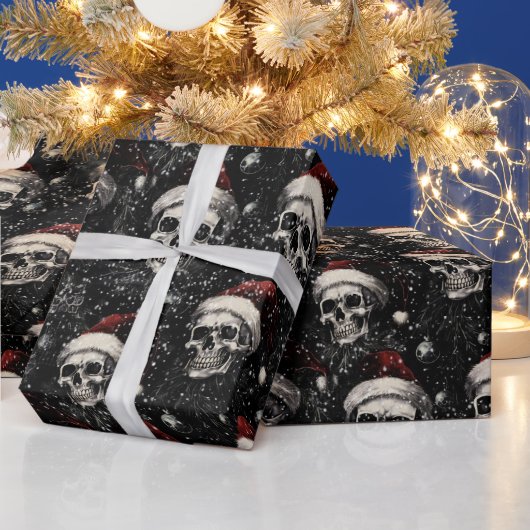 Spooky Gothic Christmas Skulls Cadeaupapier (Feestdagen)