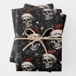 Spooky Gothic Christmas Skulls Inpakpapier Vel