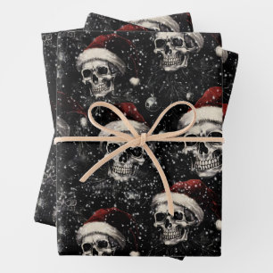 Spooky Gothic Christmas Skulls Inpakpapier Vel
