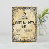 Spooky  Gothic Creepy Halloween Party Kaart (Staand voorkant)