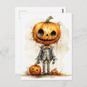 Spooky Gothic Halloween pompoen vriend Briefkaart (Voorkant / Achterkant)