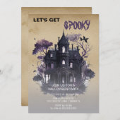 Spooky Gothic Haunted House Halloween Kaart (Voorkant / Achterkant)