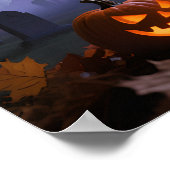 Spooky Gothic Manor with Ghosts and Graveyard Poster (Hoek)