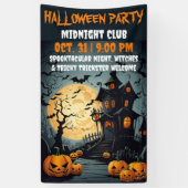 Spooky Gothic Mansion spookhuis Halloween Spandoek (Verticaal)