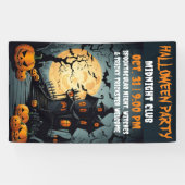 Spooky Gothic Mansion spookhuis Halloween Spandoek (Horizontaal)