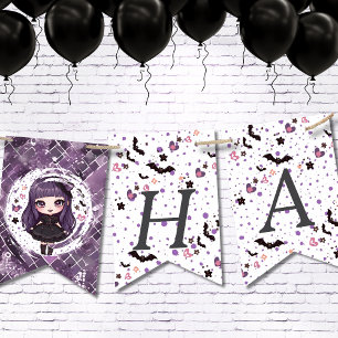 Spooky gothic meisje Happy Birthday Vlaggetjes