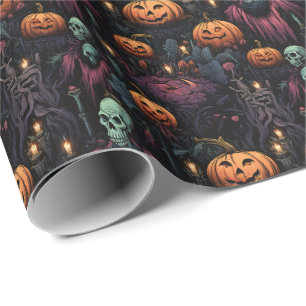 Spooky Gothic pompoen schedel Halloween Cadeaupapier