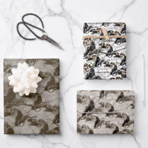 Spooky Gothic Raven In Volle Maan Volwassen Hallow Inpakpapier Vel