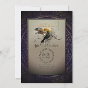 Spooky Gothic Raven In Volle Maan Volwassen Hallow Kaart
