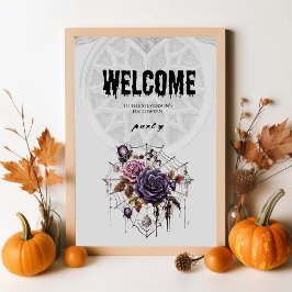 Spooky gothic rozen & schedel Halloween feest Poster