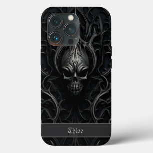Spooky Gothic Skull Zwart & Grijs iPhone 13 Pro Hoesje