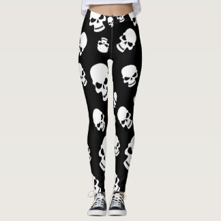 Spooky Gothic Skulls Black Halloween Leggings