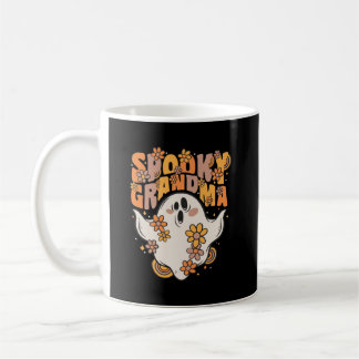Spooky Grandma Groovy Ghost met bloemen Koffiemok