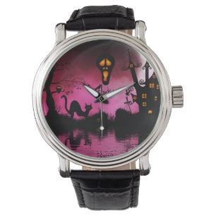 Spooky, grappig halloween ontwerp horloge