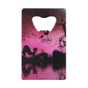 Spooky, grappig halloween ontwerp kredietkaart flessenopener