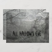 Spooky Graveyard Halloween Invitations Kaart (Voorkant / Achterkant)